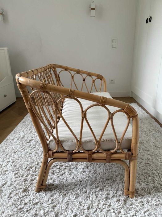 Sofka rattanowa dla dziecka + komplet poduszek - styl boho - jak NOWA