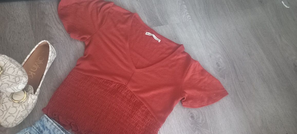 Brązowa bluzka koszulka crop top damska xs