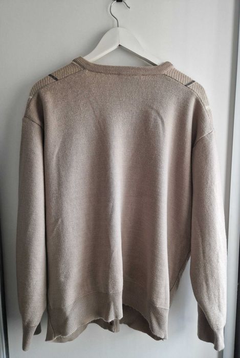 Beżowy sweter męski Gabicci z wełną XL vintage casualowy ciepły