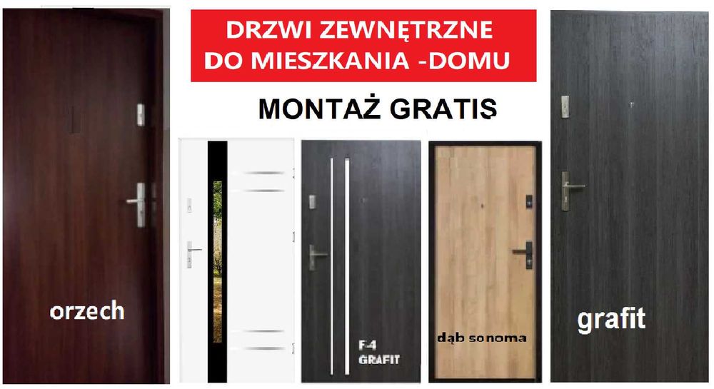Drzwi WEJŚCIOWE, Zewnętrzne z MONTAŻEM, Wewnątrzklatkowe do mieszkań