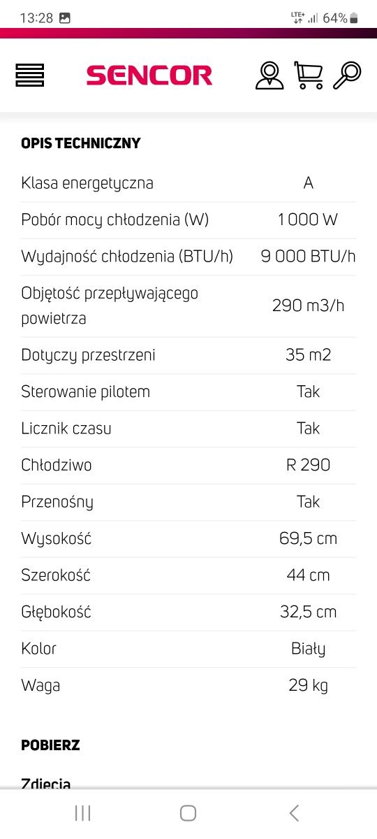 Klimatyzator przenośny SENCOR SAC MT9020C