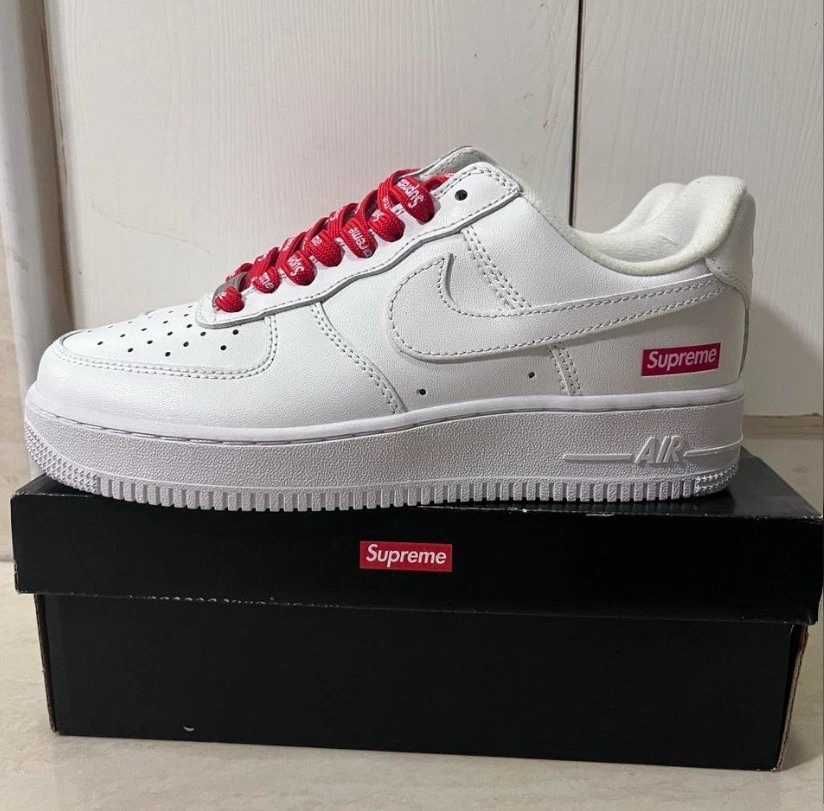 AF1\Powietrze*airDamskieNikeForce1SupremeWhite UnisexTrampki Rozm.43