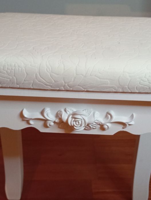 Toaletka kosmetyczna z taboretem elegancka, biała