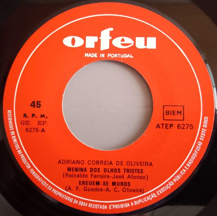 Adriano Correia de Oliveira - - - - - Menina dos Olhos Tristes - -- EP