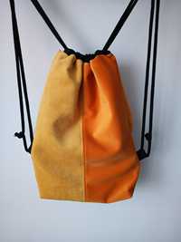 Worko-plecak dwukolorowy żółty plecak worek