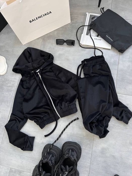 Женский велюровый спортивный костюм Штаны и кофта Из Велюра Базовый