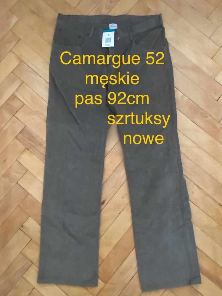 Camargue 52 nowe z metką  beżowe szare męskie spodnie sztruksy