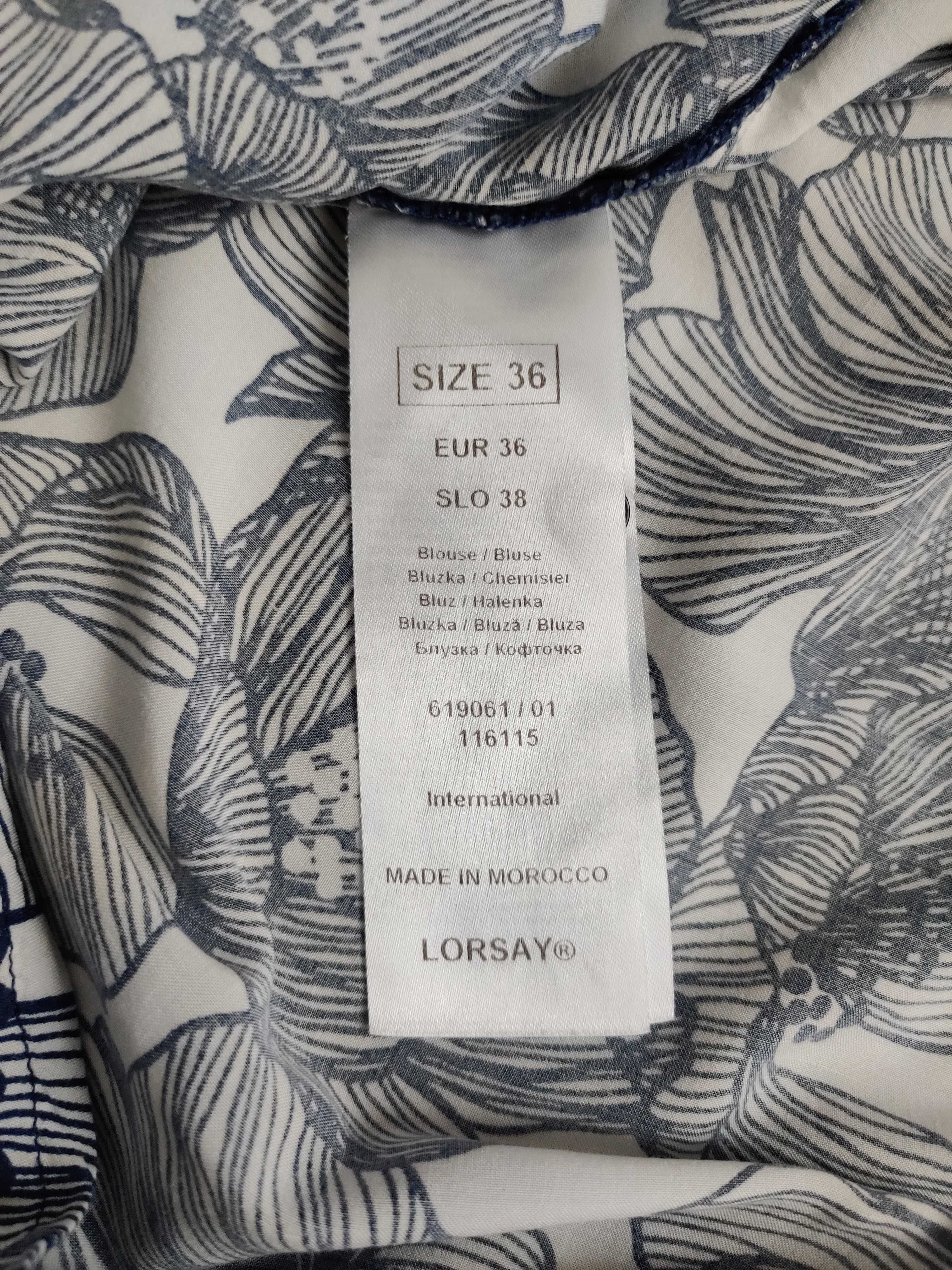 Bluzka koszula Orsay w kwiaty rozmiar 36 niebiesko-biała
