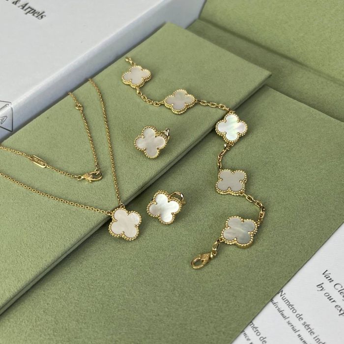 Браслет сережки підвіска Van Cleef срібло в позолоті