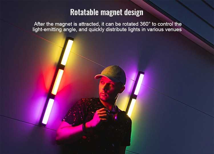 Відео фото світло RGB палка трубка LED Luxceo P100 з магнітом 2000mAh