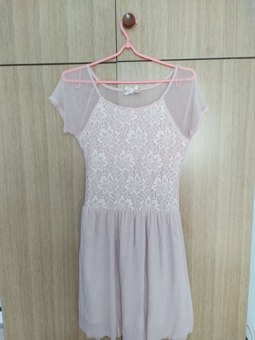 Sukienka różowo-beżowa XS