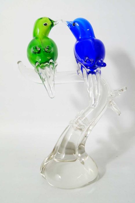 Ptaszki na gałęzi szklana figura murano style