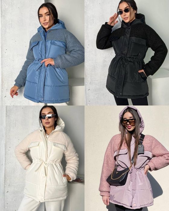 Стильна курточка комбі з поясом