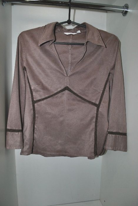 Кофта next коричневая под замш m l блузка украшена рукав 3/4 замшевая