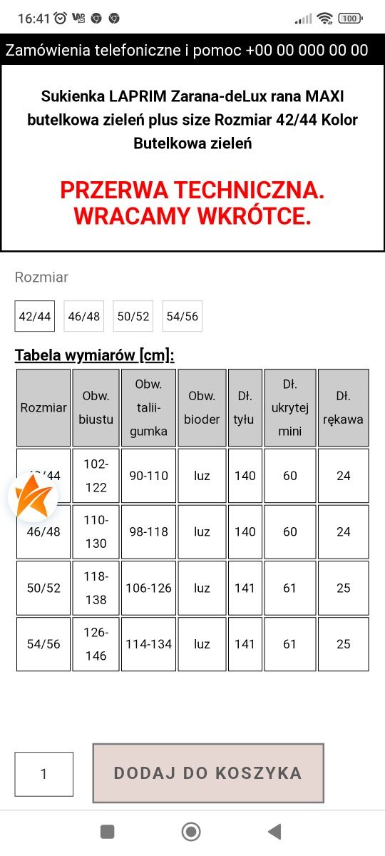 Sukienka laprim 46/48