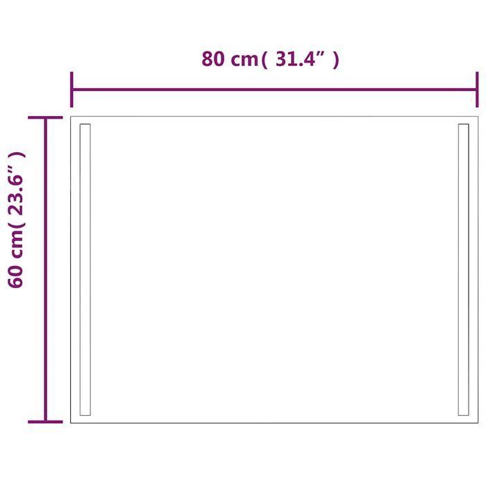 Lustro Łazienkowe LED Vidaxl 80x60 cm, Wodoodporne, Przezroczyste