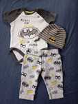 Komplet body, spodenki, czapka Batman