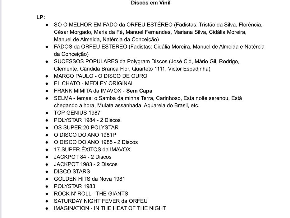 Discos Singles e LP's - todos por 80€