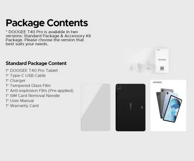 Планшет Doogee T40 Pro 8/512Gb 12" дюймів 2,4K Black 10800mAh + скло