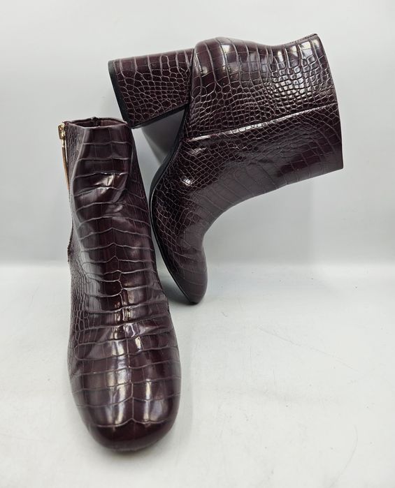 Botki Damskie Imitacja Skóry Krokodyla Stradivarius Bordowe Rozmiar 38