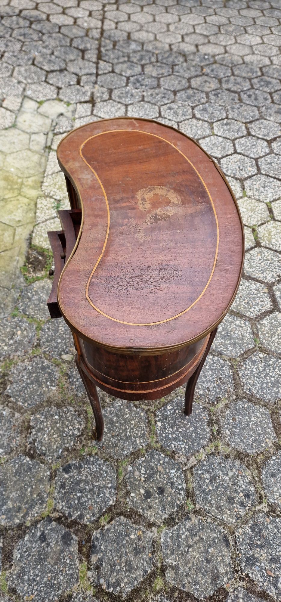 Vintage French Kidney Shaped Bedside Cabinet Louis XVI Style