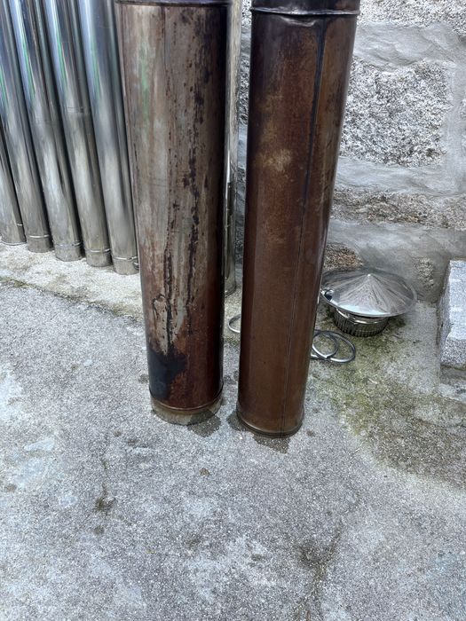 Conjunto de vários tubos de chaminé INOX + acessórios