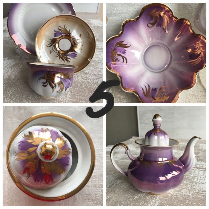 сервиз СССР сервіз кобальт посуд бутон золото вінтаж freiberger