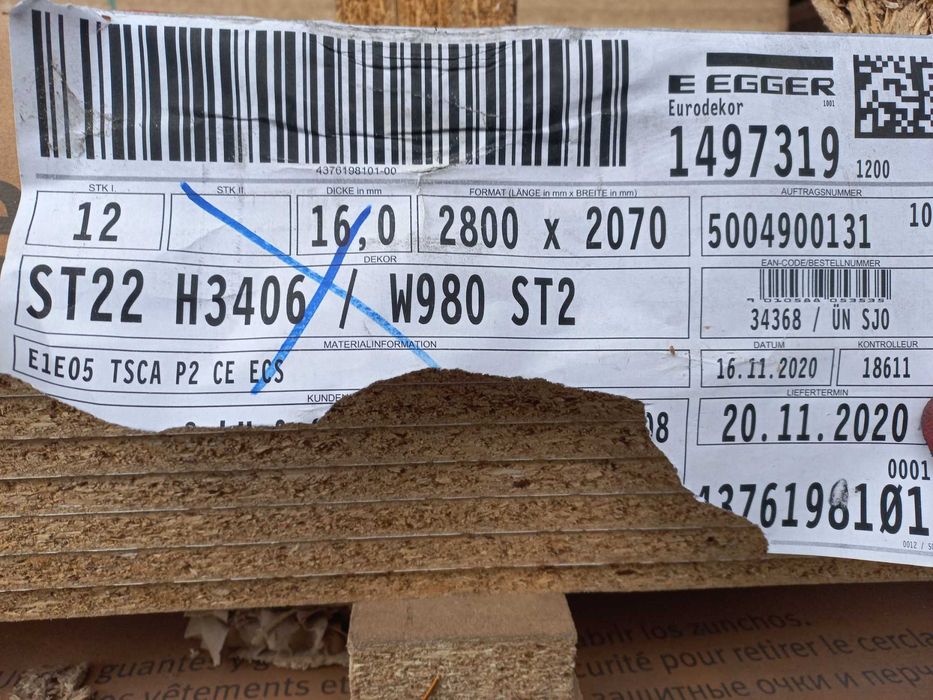 Płyta Meblowa 2800 x 2070 x 16' ST22 H3406