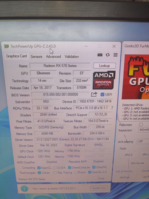 Відеокарта Rx 570 MSI Gaming X
