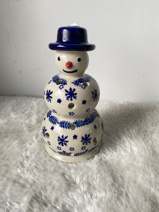 Lampion Bałwan Ceramika Bolesławiec