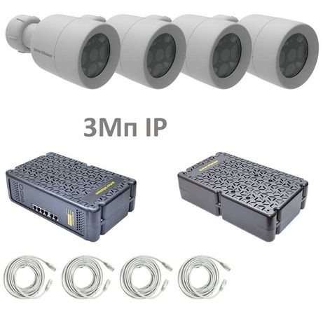 IP комплект видеонаблюдения 3 MP видеокамеры видеорегистратор IPKit-43