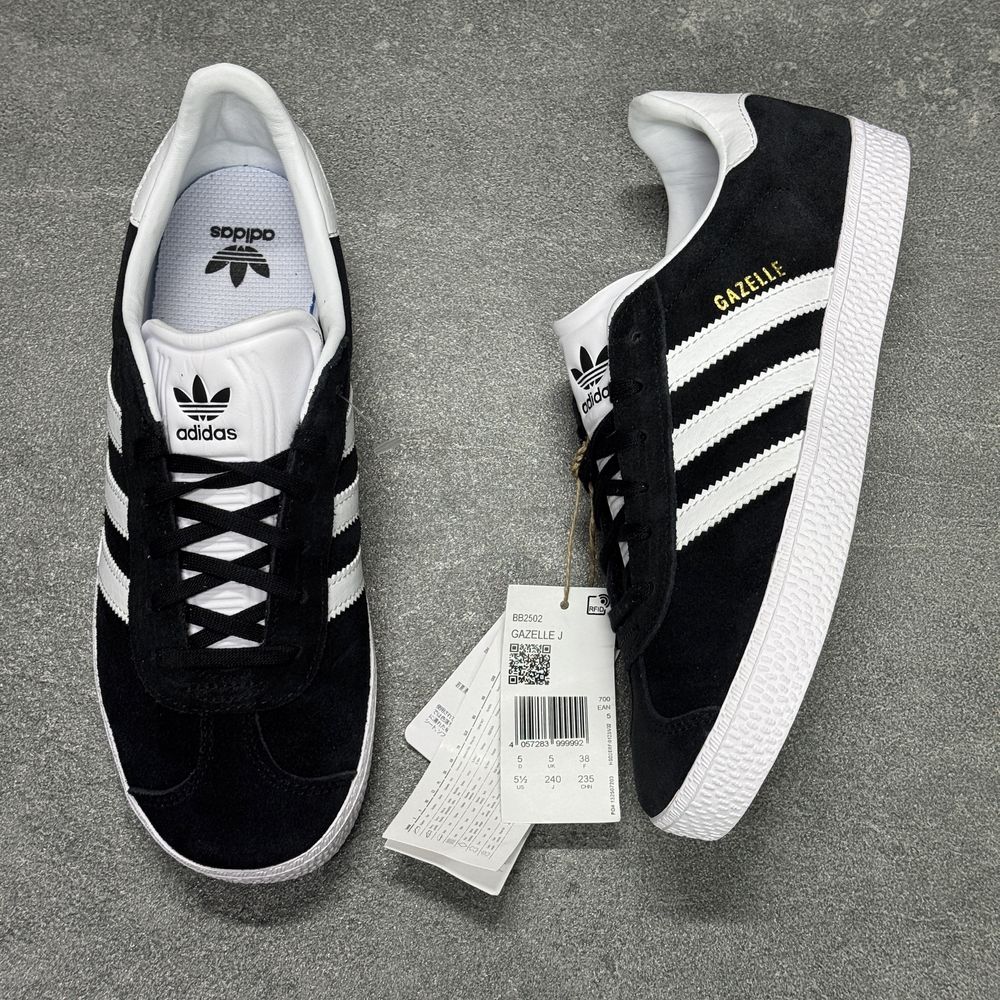 ОРИГІНАЛ 100% Кросівки чорні шкіряні Adidas Gazelle BB2502 /ОРИГІНАЛ
