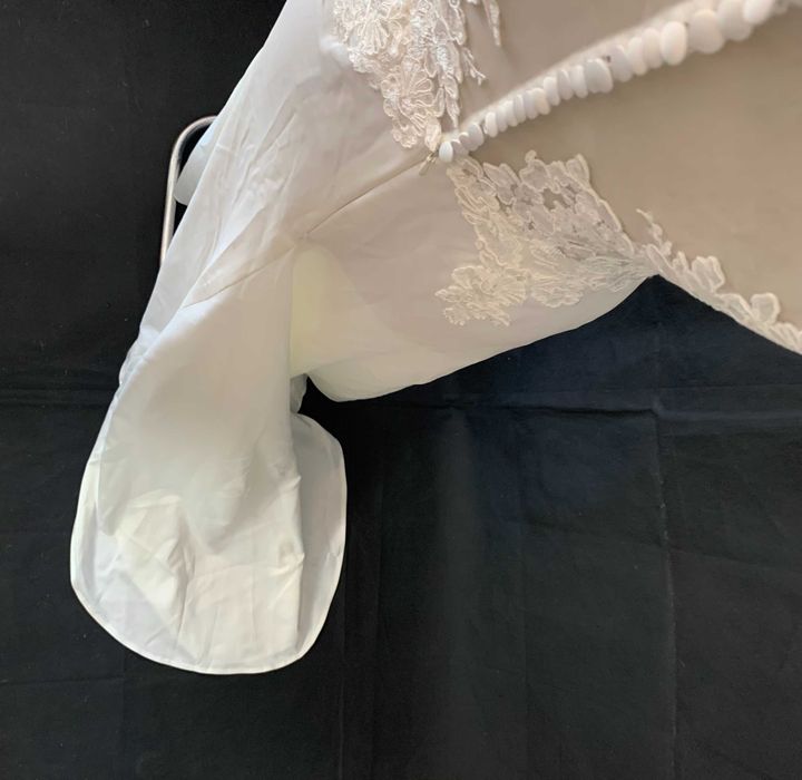 Nowa Elegancka Suknia Ślubna Ivory Koronka Guziki M 38 kwiaty 3D boho