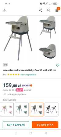 Krzesełko do karmienia baby coo