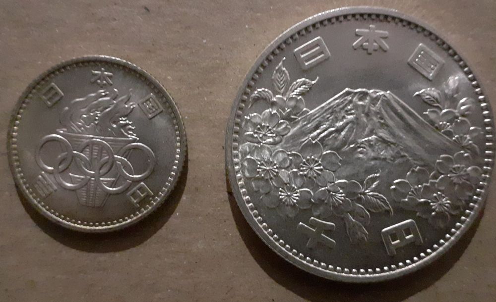 Conjunto 100 & 1000 Yenes JO Tóquio 1964 Prata