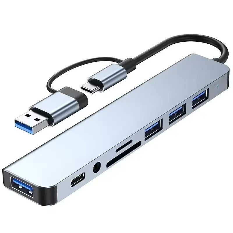 USB хаб Type C TC802 8 в 1  USB 3.0 USB C переходник макбука адаптер