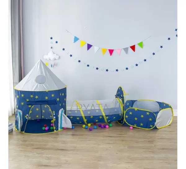 Дитячий ігровий будиночок-намет "Замок" 3в1 з тунелем та басейном