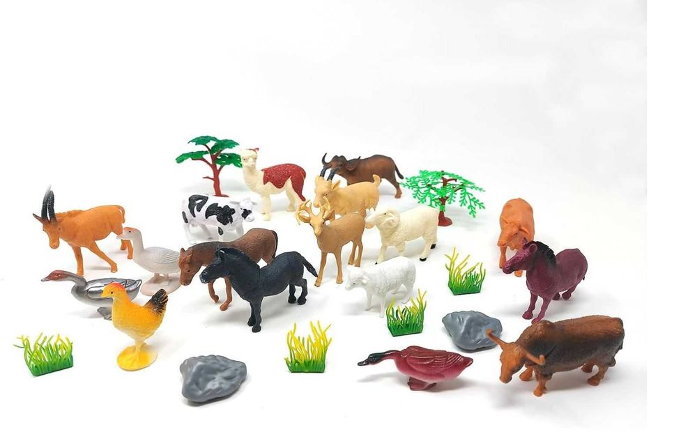 Zwierzęta domowe Gospodarskie Duży Zestaw Farma Figurki 17 sztuk