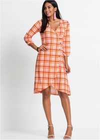 B.P.C pomarańczowa sukienka w kratę 36/38.