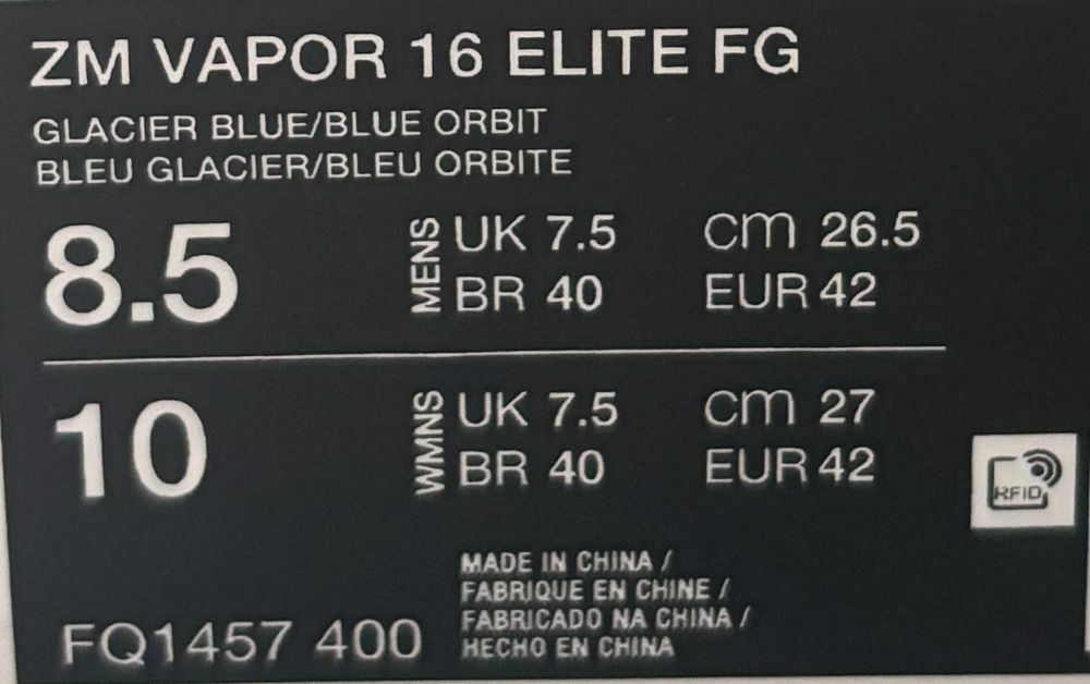 Chuteiras NIKE VAPOR 16 ELITE FG - Glacial blue[Tam. 42]