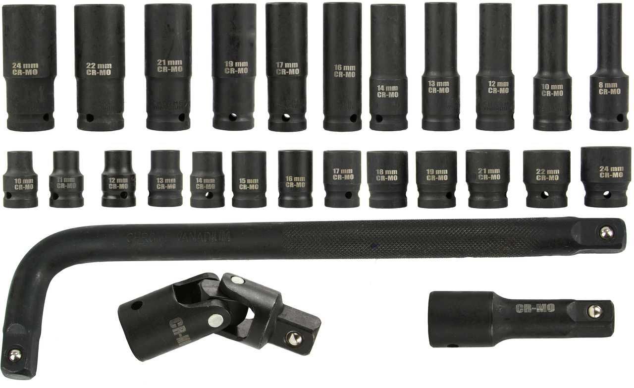 Klucze nasadowe 1/2" komplet 27 elem. 6-kąt BJC /8-24mm/ M58233