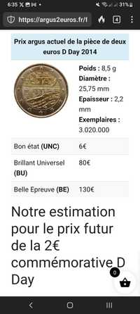 2014 D Day 2 euro coin. Moeda 2 euros Dia D