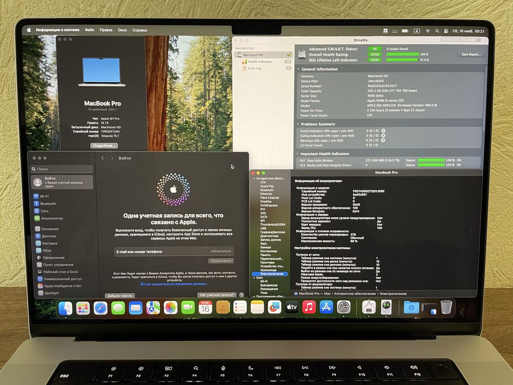 MacBook Pro 16’ M1 Pro 16/512. A2485. Идеальное состояние. Silver.