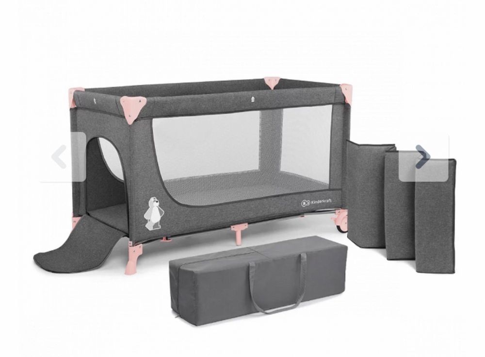 Продам манеж-ліжко Kinderkraft Joy 2 в 1 сірий із рожевим
