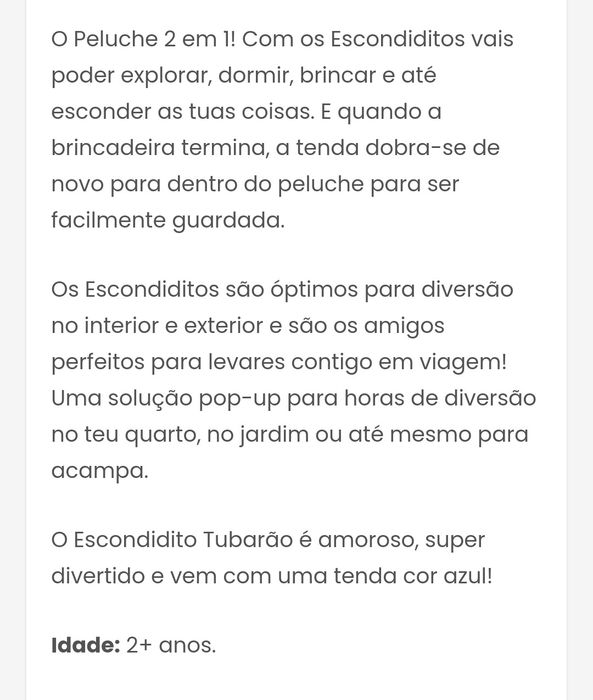 Escondidinhos peluche com tenda(Artigo único)