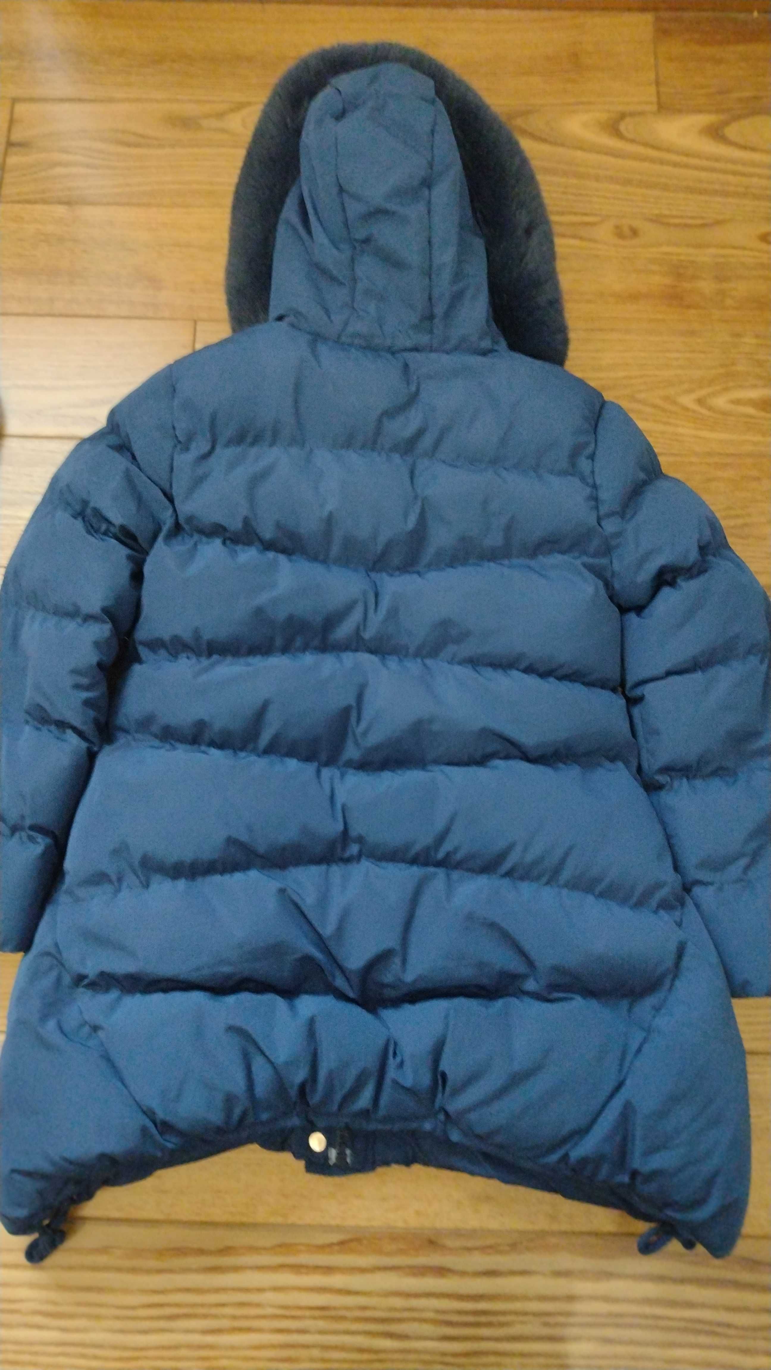 Kurtka zimowa płaszcz dla dziewczynki rozmiar 134 granatowa