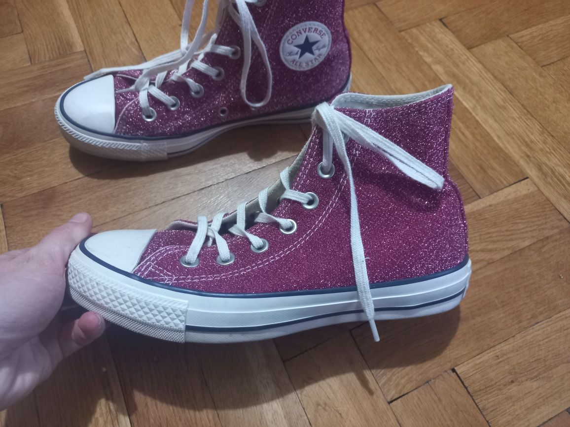 Brokatowe converse, 36, różowe