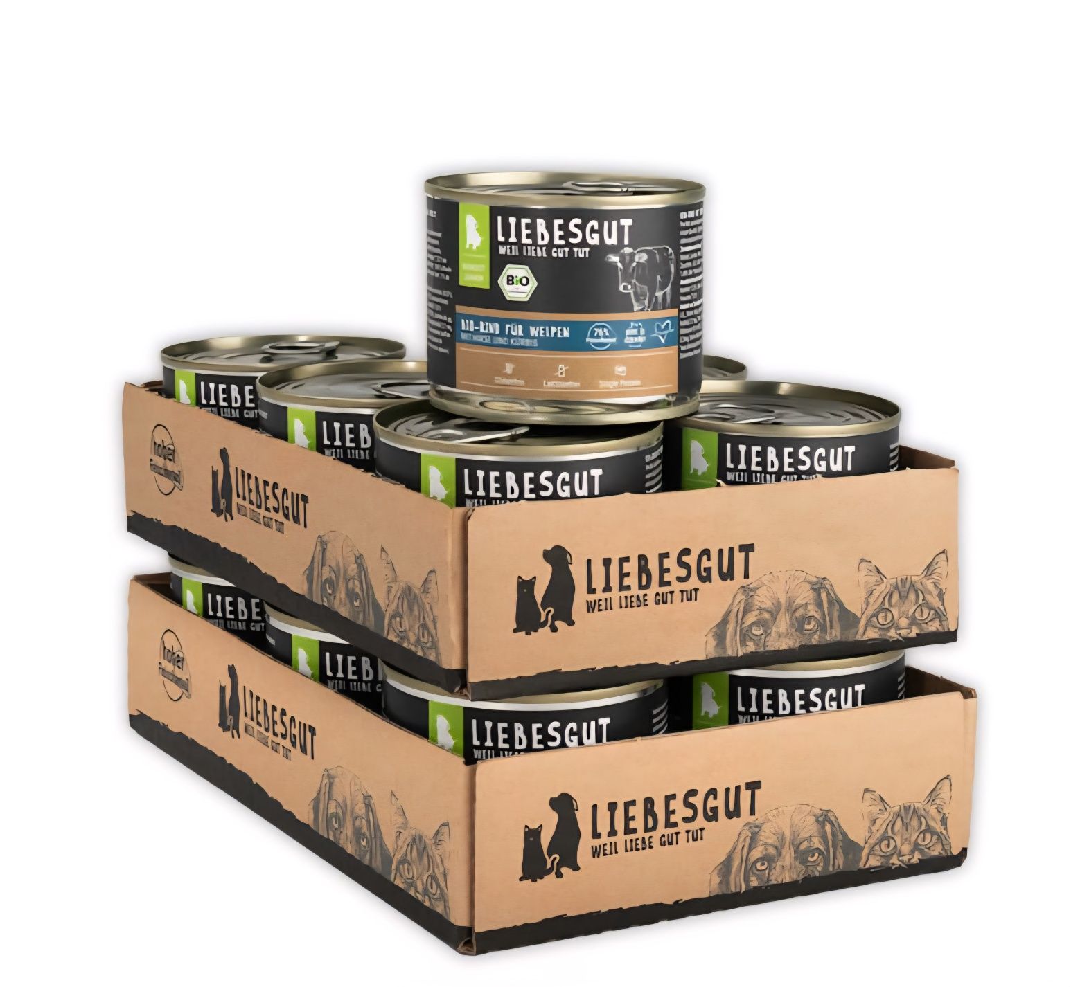 48x200g Liebesgut 76% Mięsa bez ZBÓŻ PREMIUM BIO WOŁOWINA dla PSA na