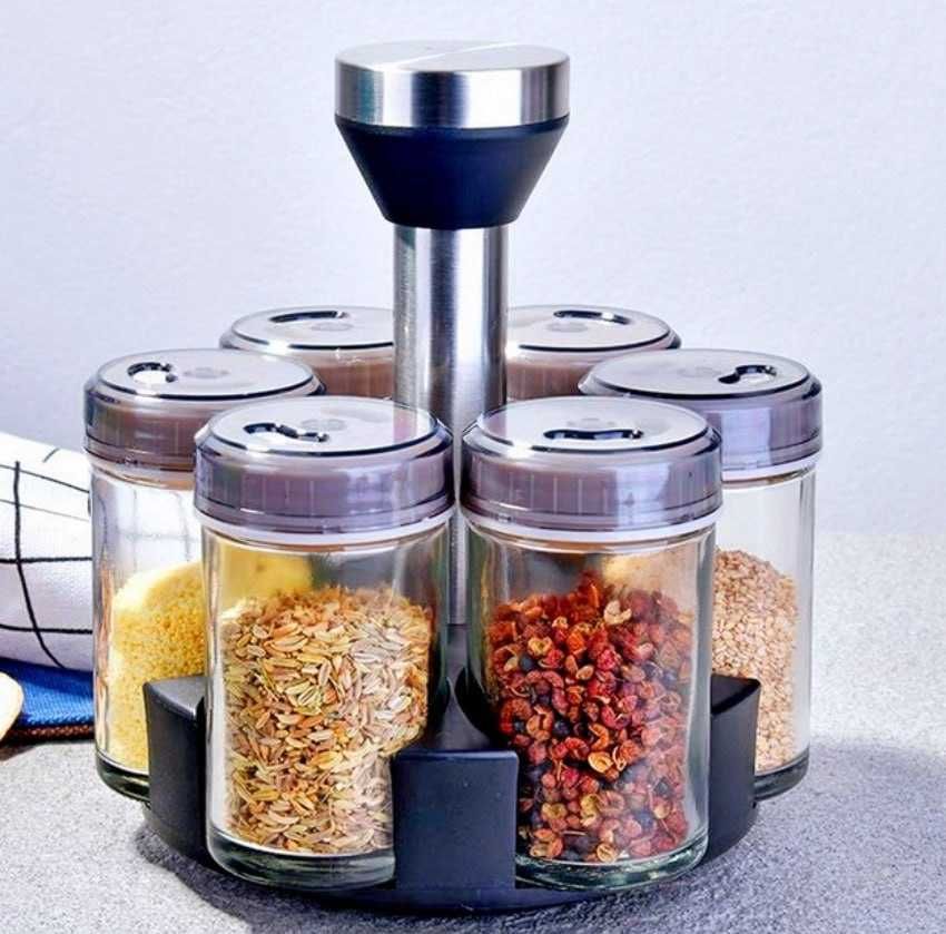 Набір для спецій Spice Rack Set на підставці 6 шт. Спецівниця карусель