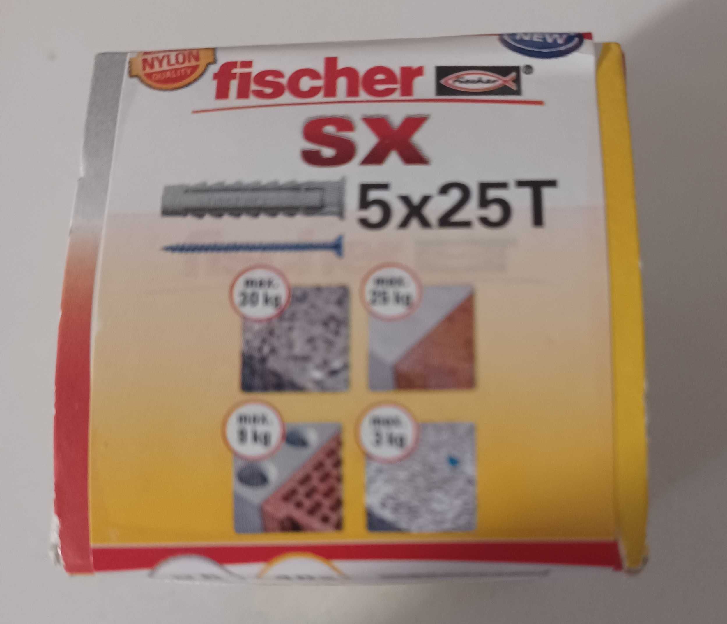 Bucha de expansão SX 5 x 25 S com parafuso - fischer - 40 unidades